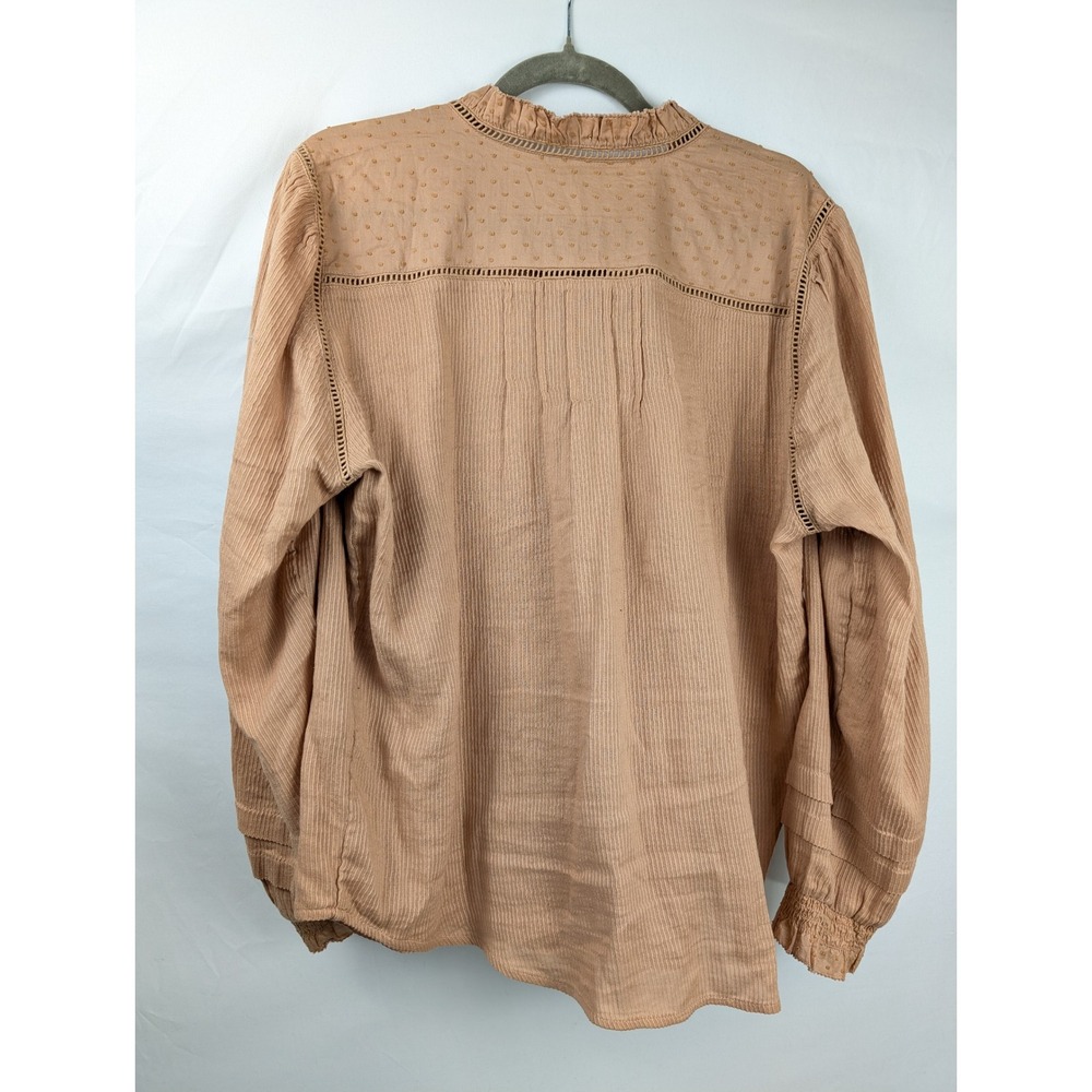 Quince Organic Textured Cotton Peasant Blouse Size XL Orange Ruffle Cottagecore - Picture 7 of 10